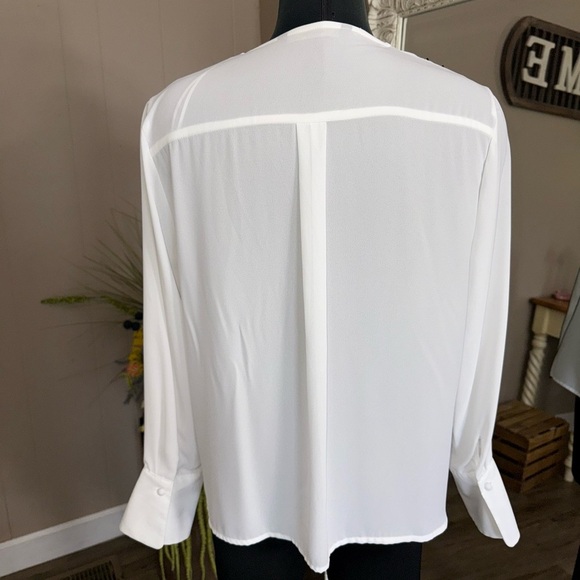 Zara • Long Sleeve Sheer Striped V-Neck Blouse - Picture 9 of 11